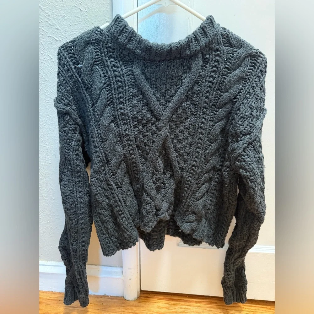 Free People Cutting Edge Cotton Cable Sweater